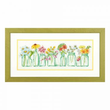 <strong>Counted Cross Stitch: Mason Jar Line-up</strong> <em>Dimensions D70-35310</em>
