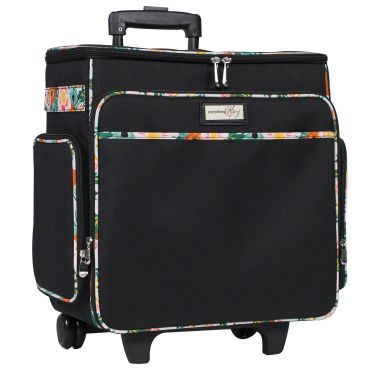 <strong>Craft Trolley Bag</strong> <span>Black & Floral, Craft Organiser on Wheels for Sewing, Scrapbooking, Paper Craft and Art, Storage Case for Supplies and Accessories</span> <em>Everything Mary EVM6362-10</em>