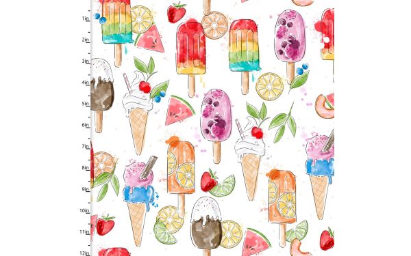 <strong>Cotton Craft Fabric 110cm wide x 1m Sweet Summertime Collection-Summertime Sweets</strong> <em>Sewing Online 22948-WHT</em>