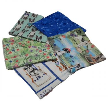 <strong>A Dog's Life-Dog Design Fat Quarter Bundle-Pack of 5 Cotton Fat Quarters</strong> <em>Sewing Online FE0130</em>
