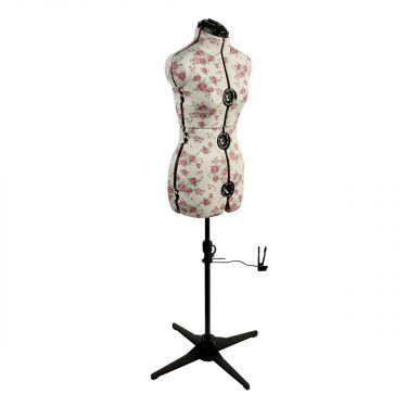 <strong>Adjustable Dressmakers Dummy</strong> <span>in a Rosebuds Floral Fabric with Hem Marker, Dress Form Sizes 10 to 20, Pin, Measure, Fit and Display your Clothes on this Tailors Dummy</span> <em>Sewing Online FLORAL------</em>