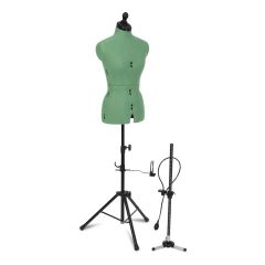 Adjustable Dressmakers Dummy Celine Deluxe in Quince Green Fabric with Hem Marker, Dress Form Sizes 10 to 22, Pin, Measure, Fit and Display your Clothes on this Tailors Dummy Sewing Online FG98-0-2-