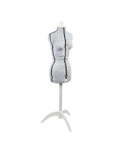 Adjustable Dressmakers Dummy Blue Sugar Ditsy Fabric with Natural Wooden Stand, Dress Form Sizes 6 to 22, Pin, Measure, Fit and Display your Clothes on this Tailors Dummy Sewing Online 5915--