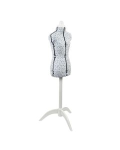 Adjustable Dressmakers Dummy Blue Sugar Ditsy Fabric with Natural Wooden Stand, Dress Form Sizes 6 to 10, Pin, Measure, Fit and Display your Clothes on this Tailors Dummy Sewing Online 5915P