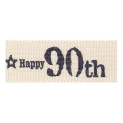 Berisfords 15mm Charcoal Special 90th Birthday Ribbon (4m spool) Berisfords Ribbon C1387415-10