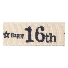 Berisfords 15mm Charcoal Special 16th Birthday Ribbon (4m spool) Berisfords Ribbon C1387415-1