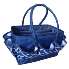 Craft Organiser Bag Blue & White, Collapsible Caddy and Tote with Compartments for Sewing, Scrapbooking, Paper Craft and Art Everything Mary EVM12452-1