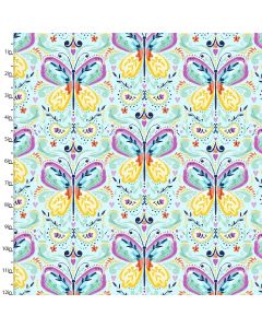 Cotton Craft Fabric 110cm wide x 1m Summer Song Collection-Blue Butterflies Sewing Online 17267-BLUE