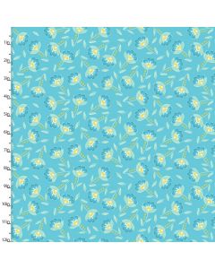 Cotton Craft Fabric 110cm wide x 1m Summer Song Collection-Turq Bloom Sewing Online 17273-TURQ