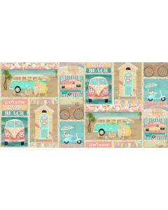 Cotton Craft Fabric 110cm wide x 1m Beach Travel Collection-Patchwork Sewing Online 17338-MLT