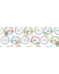 Cotton Craft Fabric 110cm wide x 1m Beach Travel Collection-Bicycles Sewing Online 17341-WHT