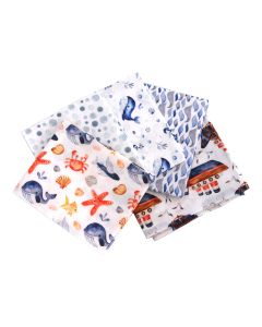 Blue Sea Whales Themed Pack of 5 Cotton Fat Quarters Sewing Online FA233
