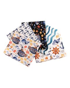 Blue Sea Anchors Themed Pack of 5 Cotton Fat Quarters Sewing Online FA234