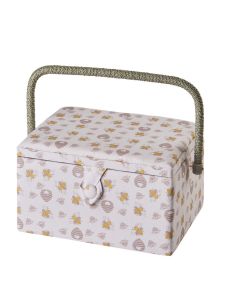 Medium Sewing Box Honey Bee Fabric | 26 x 18 x 15cm | Storage and Organiser Basket with Compartments for Sewing Supplies, Accessories, Thread, Needles and Scissors Sewing Online GA1127M
