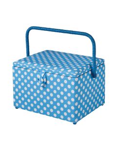 Large Sewing Box Duck Egg Blue Polka Dot Fabric | 31 x 23 x 20cm | Storage and Organiser Basket with Compartments for Sewing Supplies, Accessories, Thread, Needles and Scissors Sewing Online GA1128L