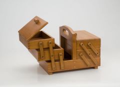 Premium Quality Wooden Sewing Box Solid Pine Light Wood Small (23 x 31 x 25.2cm) Hobby Gift GB8450