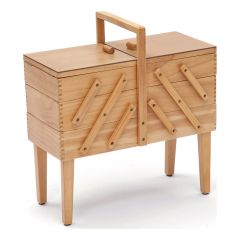 3 Tier Wooden Cantilever Sewing Box with Legs Light Wood Shade Hobby Gift GB8550