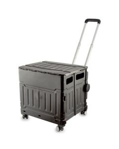Plastic Folding Trolley Black | Craft/Sewing and Hobby Box with Wheels | 47 x 46 x 39cm Sewing Online YN8806-BLACK