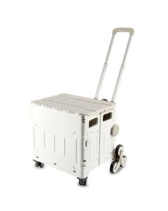 Plastic Folding Trolley Grey | Craft/Sewing and Hobby Box with Stair Climbing Wheels | 47 x 52 x 41cm Sewing Online YN8812-GREY