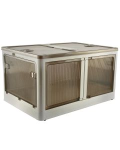 Plastic Folding Storage Box on Wheels 98l White Stackable Bins with 5 doors for Craft, Sewing, Home and Office Storage Sew Stylish YN8888-White