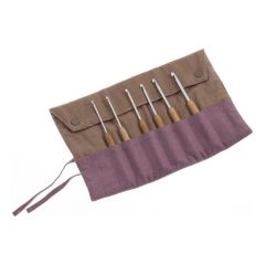 Pony Luxurious Fabric Gift Set: 6 Aluminium Crochet Hooks With Bamboo Handle Pony P62439