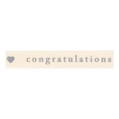 Berisfords 15mm Nat/Grey Congratulations Ribbon (20m spool) Berisfords Ribbon R1349115-1
