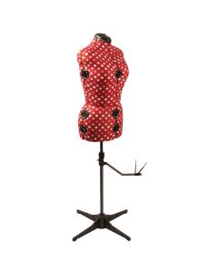 Adjustable Dressmakers Dummy in Red Polka Dot with Hem Marker, Dress Form Sizes 10 to 20, Pin, Measure, Fit and Display your Clothes on this Tailors Dummy Sewing Online SW5917-