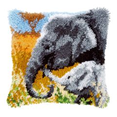 Latch Hook: Cushion: Elephant Baby & His Mother Vervaco PN-0147955