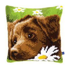 Cross Stitch Cushion: Chocolate Labrador Vervaco PN-0153855