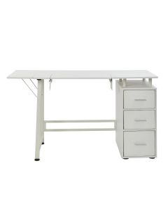 Large Sewing Table with 3 Drawers White, Sewing Machine Table with Adjustable Platform, Drop Leaf Extension and Drawers, Use as a Quilting/Craft Table or Computer/Game Desk Sewing Online WC1011
