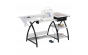 <strong>Large Sewing Table</strong> <span>White Top with Black Legs, Sewing Machine Table with Adjustable Platform, Drop Leaf Extension, Storage Shelves and Drawer, Multipurpose: Quilting/Craft Table/Gaming/Computer Desk</span> <em>Sew Ready 13333</em>
