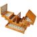 <strong>Large Wooden Cantilever Sewing Box</strong> <span>Stained Wood with Rosebud Design Interior, 45x28x23cm, 4 Tier Storage Organiser Box with Compartments for Sewing Supplies, Accessories, Thread, Needles, etc</span> <em>Sewing Online LW5191</em>
