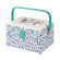 <strong>Medium Sewing Box</strong> <span>Blue Floral Fabric with a Sewing Notions Aplique Lid, 26x18x15cm, Storage and Organiser Basket with Compartments for Sewing Supplies, Accessories, Thread, Needles, Scissors</span> <em>Sewing Online GA1116M</em>