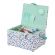 <strong>Medium Sewing Box</strong> <span>Blue Floral Fabric with a Sewing Notions Aplique Lid, 26x18x15cm, Storage and Organiser Basket with Compartments for Sewing Supplies, Accessories, Thread, Needles, Scissors</span> <em>Sewing Online GA1116M</em>