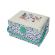 <strong>Medium Sewing Box</strong> <span>Blue Floral Fabric with a Sewing Notions Aplique Lid, 26x18x15cm, Storage and Organiser Basket with Compartments for Sewing Supplies, Accessories, Thread, Needles, Scissors</span> <em>Sewing Online GA1116M</em>