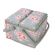 <strong>Extra Large Twin Lid Sewing Box</strong> <span>Grey and Pink Floral Print Fabric, 25 x 25 x 17cm, Storage and Organiser Basket with Compartments for Sewing Supplies, Accessories, Thread, Needles, Scissors</span> <em>Sewing Online MRLTLE-190</em>