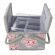 <strong>Extra Large Twin Lid Sewing Box</strong> <span>Grey and Pink Floral Print Fabric, 25 x 25 x 17cm, Storage and Organiser Basket with Compartments for Sewing Supplies, Accessories, Thread, Needles, Scissors</span> <em>Sewing Online MRLTLE-190</em>