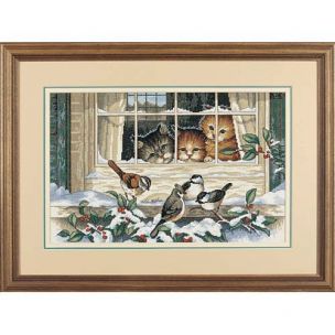 Three Bird Watchers Counted Cross Stitch Kit Dimensions D03839