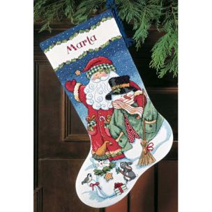 Santa And Snowman Christmas Cross Stitch Kit Dimensions D08714