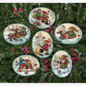 Playful Snowman Ornaments Christmas Cross Stitch Kit Dimensions D08828