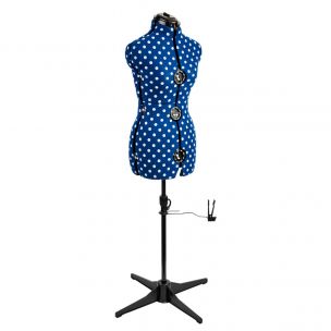 Adjustable Dressmakers Dummy in Navy Polka Dot with Hem Marker, Dress Form Sizes 10 to 20, Pin, Measure, Fit and Display your Clothes on this Tailors Dummy Sewing Online 5903