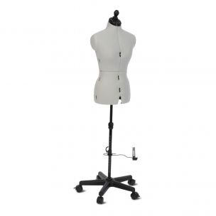 Adjustable Dressmakers Dummy Celine Standard Plus in Grey Fabric with Hem Marker, Dress Form Sizes 10 to 22, Pin, Measure, Fit and Display your Clothes on this Tailors Dummy Sewing Online FG96-0-2-