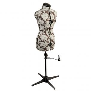 Adjustable Dressmakers Dummy in a Grey Hollyhock Fabric with Hem Marker, Dress Form Sizes 6 to 22, Pin, Measure, Fit and Display your Clothes on this Tailors Dummy Sewing Online 5901--