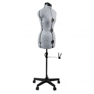 Adjustable Dressmakers Dummy Ditsy Wedgewood Blue with Hem Marker and 5-star Base on Castors Dress Form Sizes 10-16, Pin, Measure, Fit and Display Clothes on this Tailors Dummy Sewing Online 5919