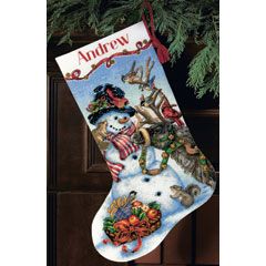 Counted Cross Stitch Kit Snowman Gathering Stocking Dimensions D70-08866