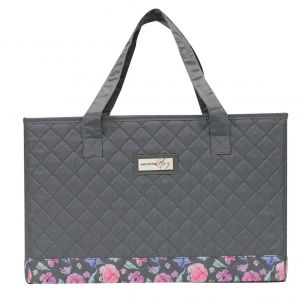 Sewing Machine Bag Quilted Grey & Pink Floral, Carry Bag for Brother, Singer, Bernina and Most Sewing Machines Everything Mary EVM10143-9