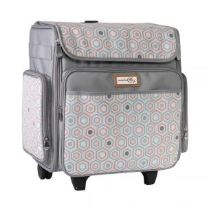 Craft Trolley Bag Grey Hexagon, Craft Organiser on Wheels for Sewing, Scrapbooking, Paper Craft and Art, Storage Case for Supplies and Accessories Everything Mary EVM12737-7