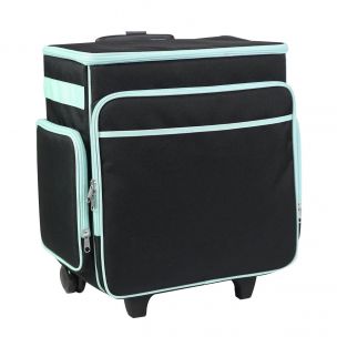 Craft Trolley Bag Black & Mint, Craft Organiser on Wheels for Sewing, Scrapbooking, Paper Craft and Art, Storage Case for Supplies and Accessories Everything Mary EVM12855-1