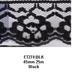 Nylon Lace 40mm 274 Essential Trimmings ET274-BLK