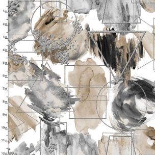 Cotton Craft Fabric 110cmx1m Metallic Fusion Collection Neutral Painted Shapes Sewing Online 16555-MLT